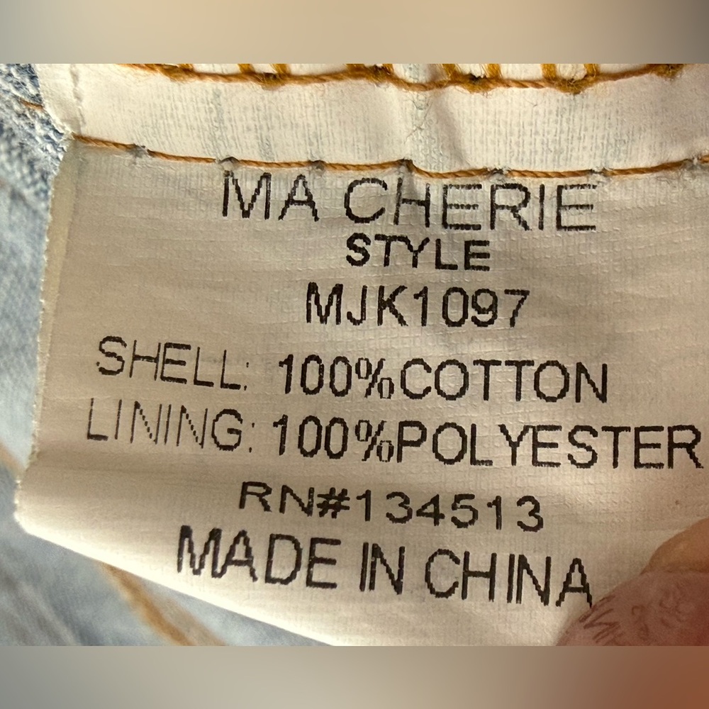 Ma Cherie Light Wash Denim Jacket with Gold Crest Buttons Chic Military Style - Picture 4 of 15